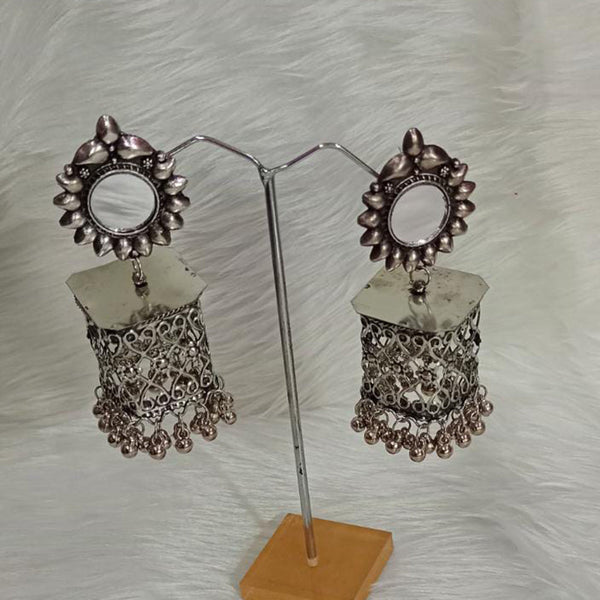 Pooja Bangles Oxidised Plated Mirror Jhumki Earrings