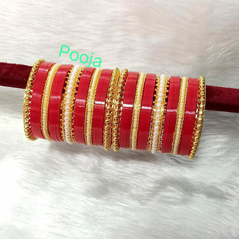 Pooja Bangles Gold Plated Acrylic Bangles Set