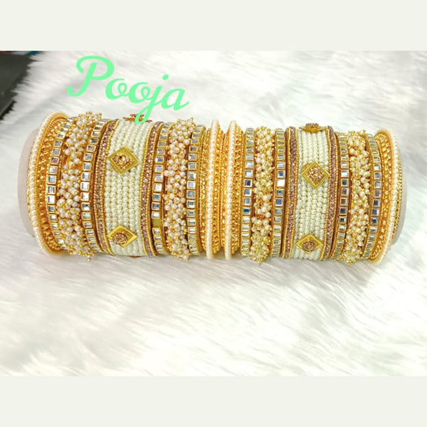 Pooja Bangles Gold Plated Pearl Bangles Set