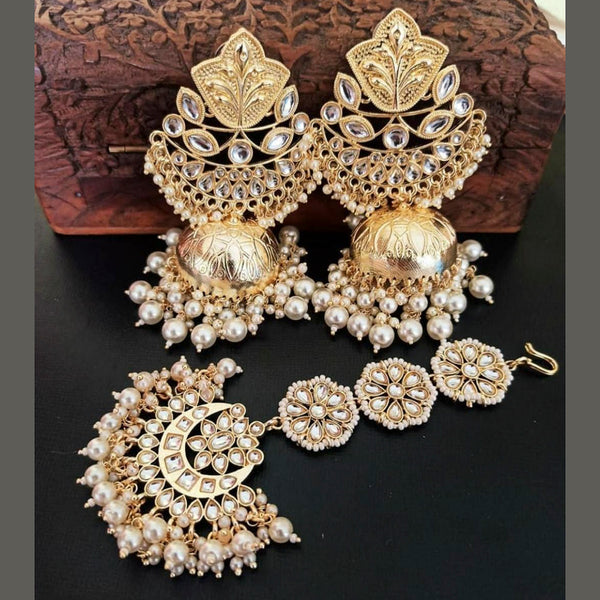 Pooja Bangles Gold Plated Jhumki Earrings With Mangtikka