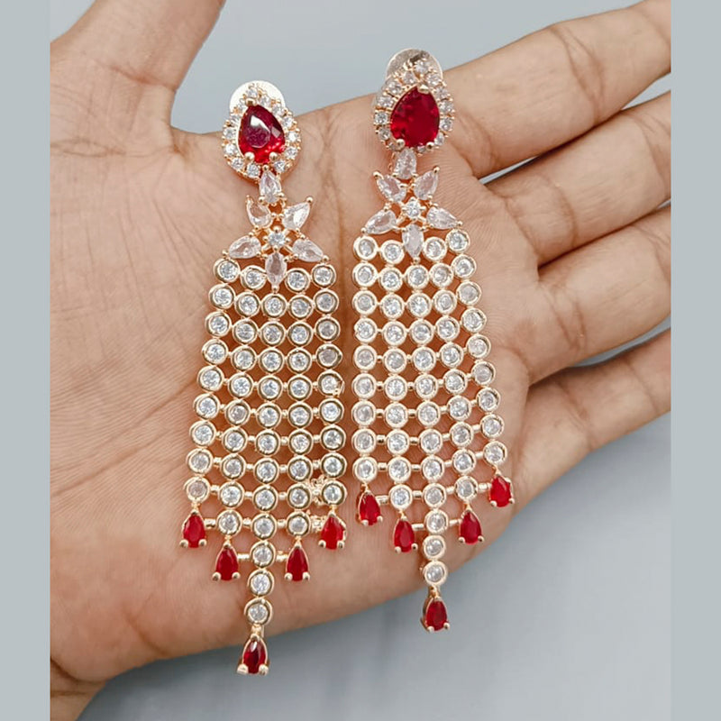 Pooja Bangles Rose Gold Plated Austrian Stone Dangler Earrings