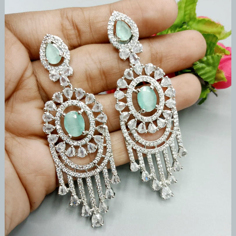 Pooja Bangles Silver Plated Austrian Stone Dangler Earrings