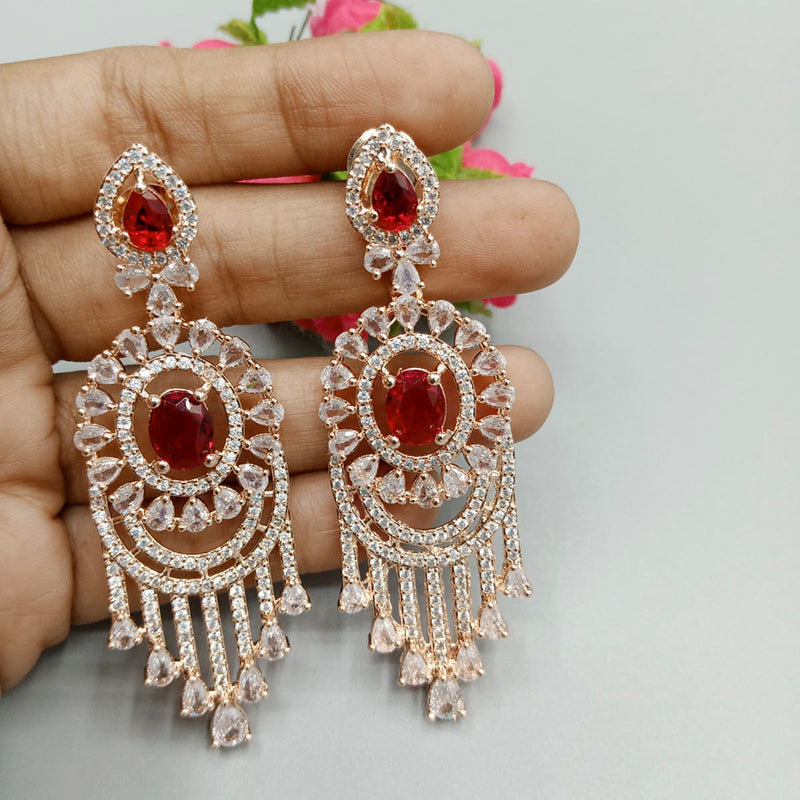 Pooja Bangles Rose Gold Plated Austrian Stone Dangler Earrings