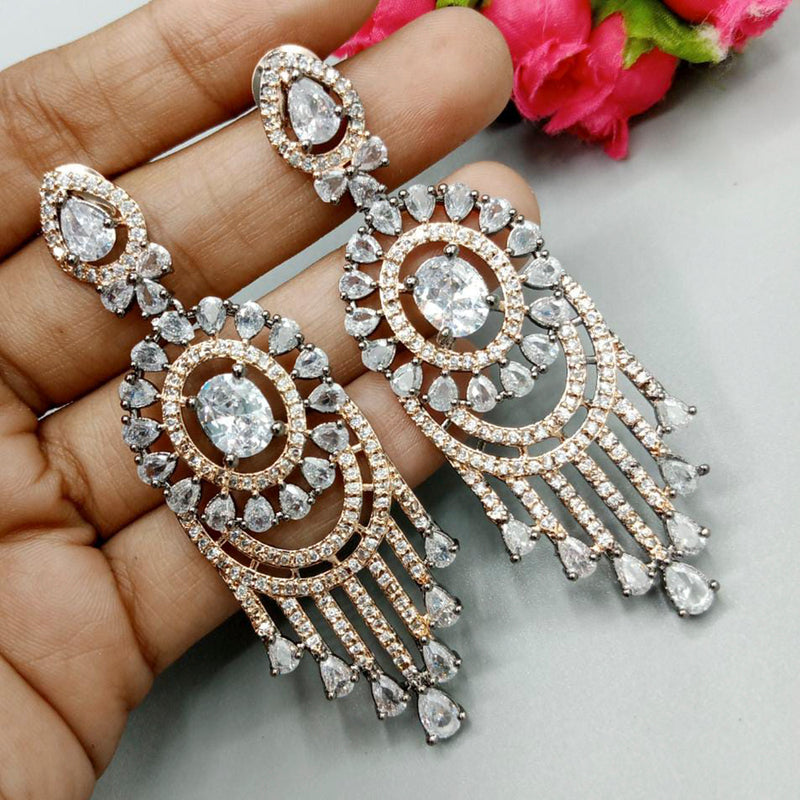 Pooja Bangles 2tone Plated Austrian Stone Dangler Earrings