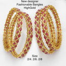 Pooja Bangles Gold Plated Pota Stone Bangles Set