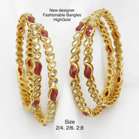 Pooja Bangles Gold Plated Pota Stone Bangles Set