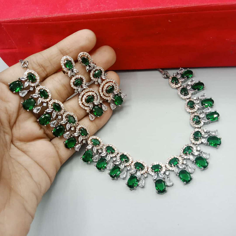 Pooja Bangles 2Tone Plated AD Stone Necklace Set