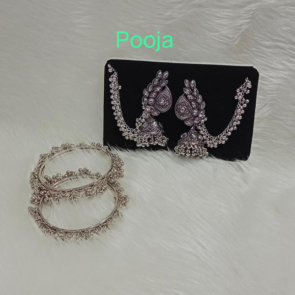 Pooja Bangles Silver Plated Kundan Stone Jewellery Combo