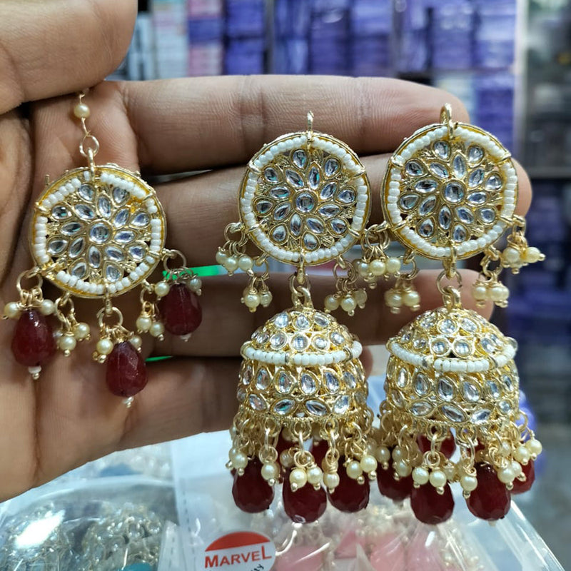 Pooja Bangles Gold Plated Jhumki Earrings With Maangtikka