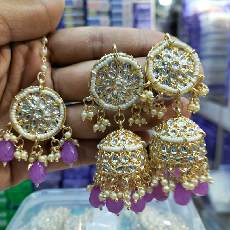 Pooja Bangles Gold Plated Jhumki Earrings With Maangtikka