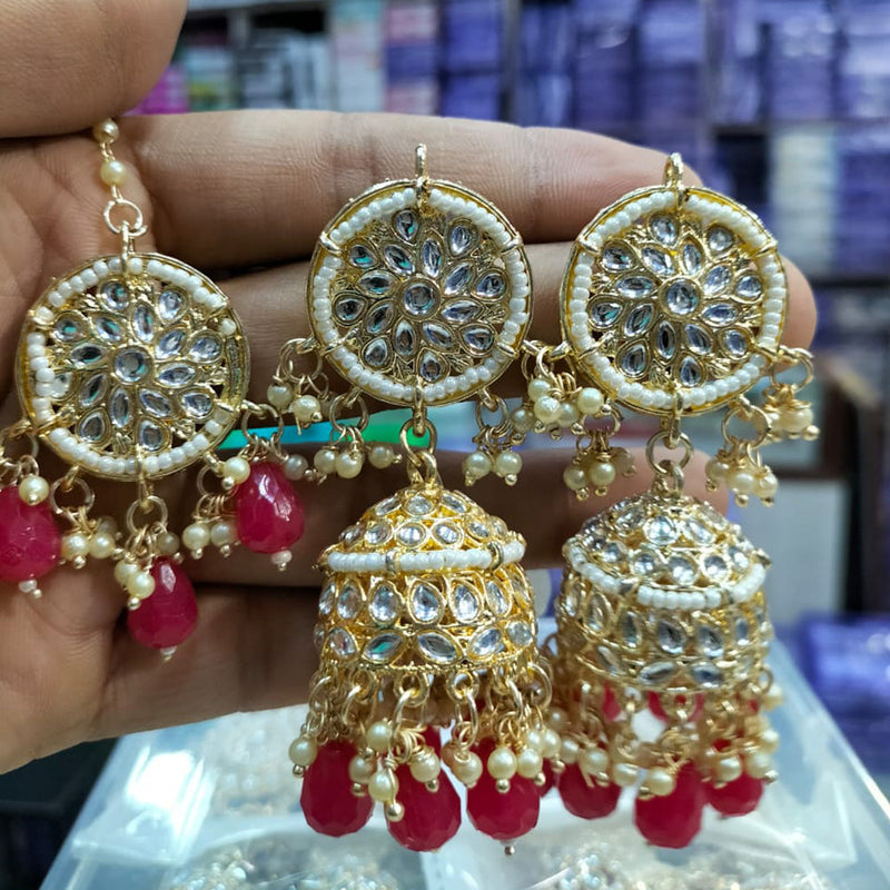 Pooja Bangles Gold Plated Jhumki Earrings With Maangtikka