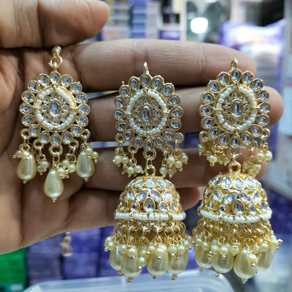 Pooja Bangles Gold Plated Jhumki Earrings With Maangtikka