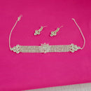 Pooja Bangles Silver Plated Austrian Stone Choker Necklace Set