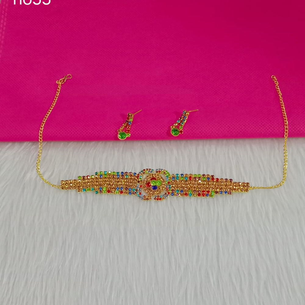 Pooja Bangles Gold Plated Austrian Stone Choker Necklace Set