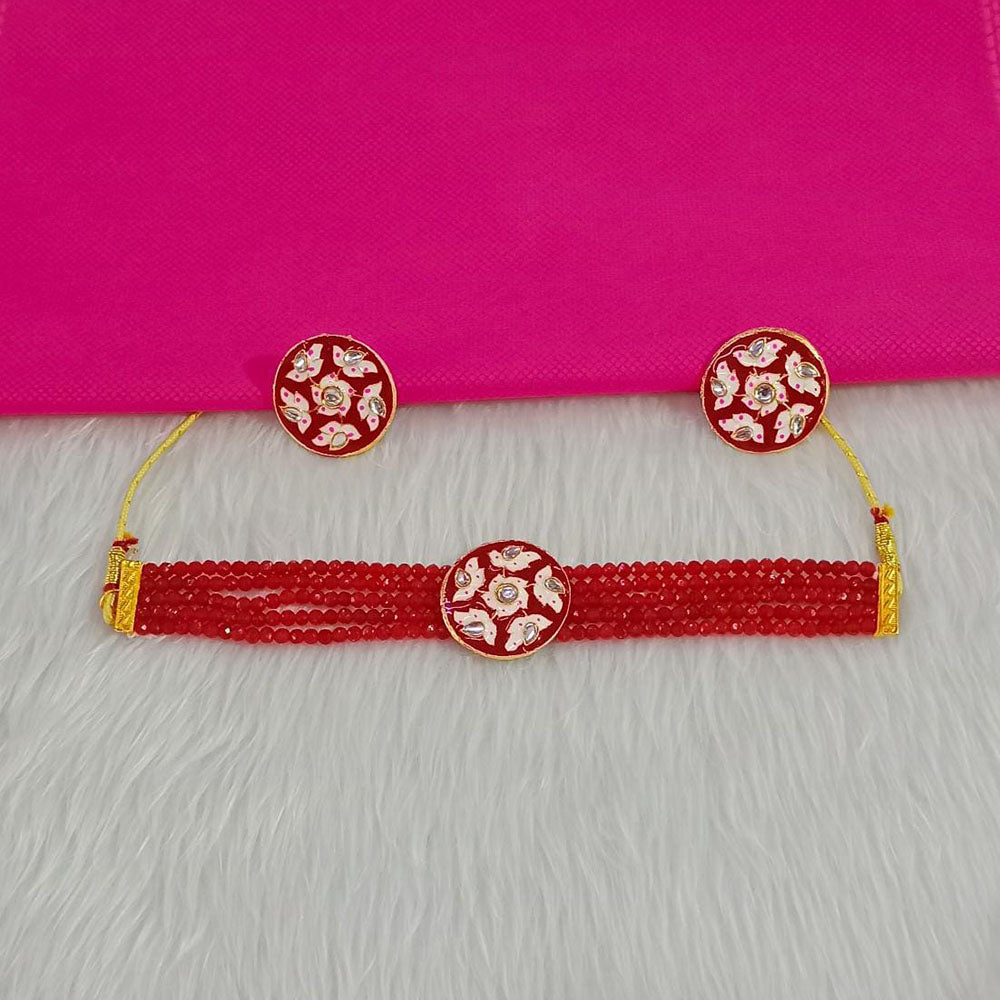 Pooja Bangles Gold Plated Meenakari & Beads Choker Necklace Set