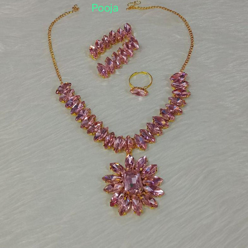 Pooja Bangles Gold Plated Crystal Stone Combo Set