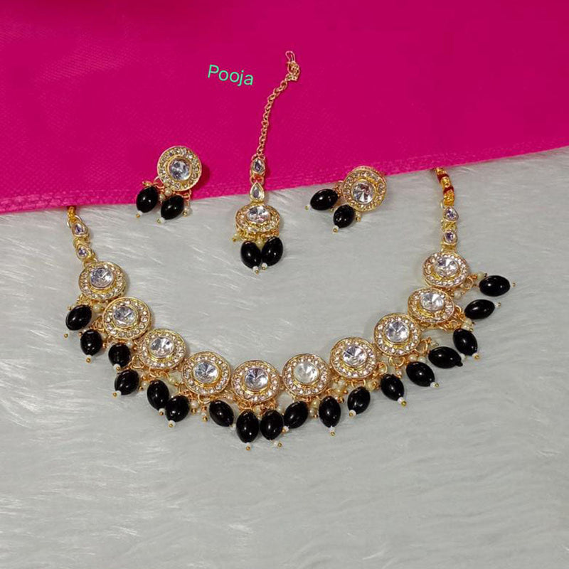 Pooja Bangles Gold Plated Crystal Stone Necklace Set