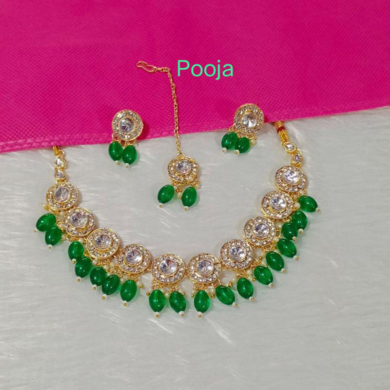 Pooja Bangles Gold Plated Crystal Stone Necklace Set