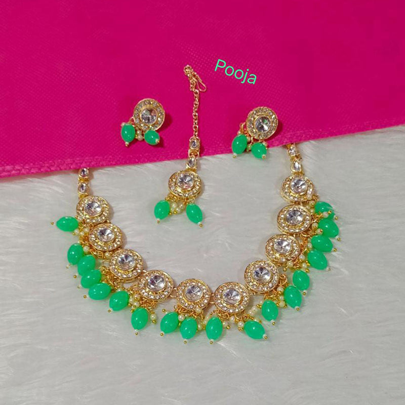 Pooja Bangles Gold Plated Crystal Stone Necklace Set