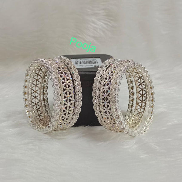 Pooja Bangles Silver Plated Austrian Stone Bangle Set