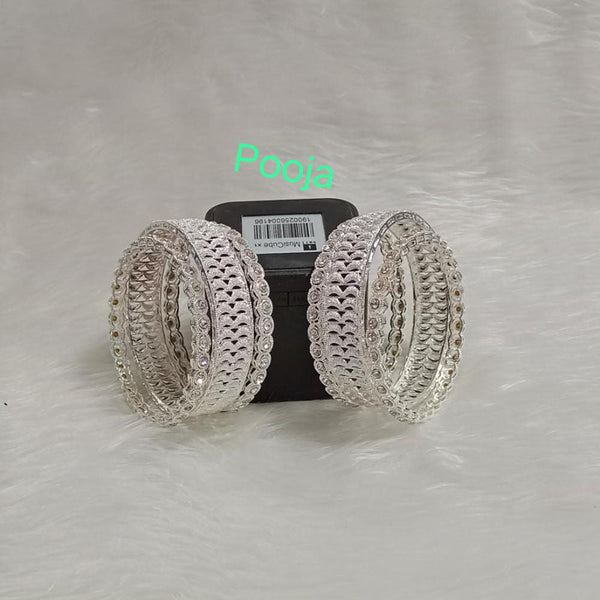 Pooja Bangles Silver Plated Austrian Stone Bangle Set