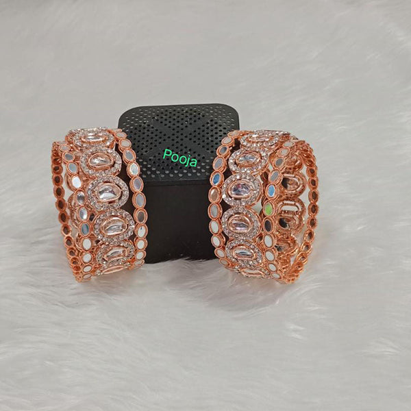 Pooja Bangles Rose Gold Plated Crystal Stone Bangle Set