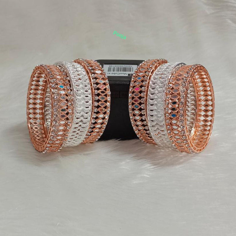 Pooja Bangles Rose Gold Plated Mirror Bangle Set