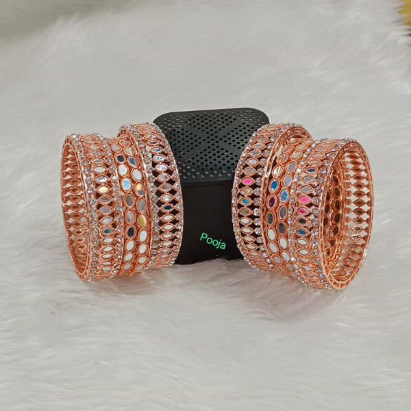 Pooja Bangles Rose Gold Plated Mirror Bangle Set