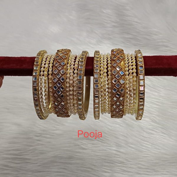 Pooja Bangles Gold Plated Mirror Bangle Set