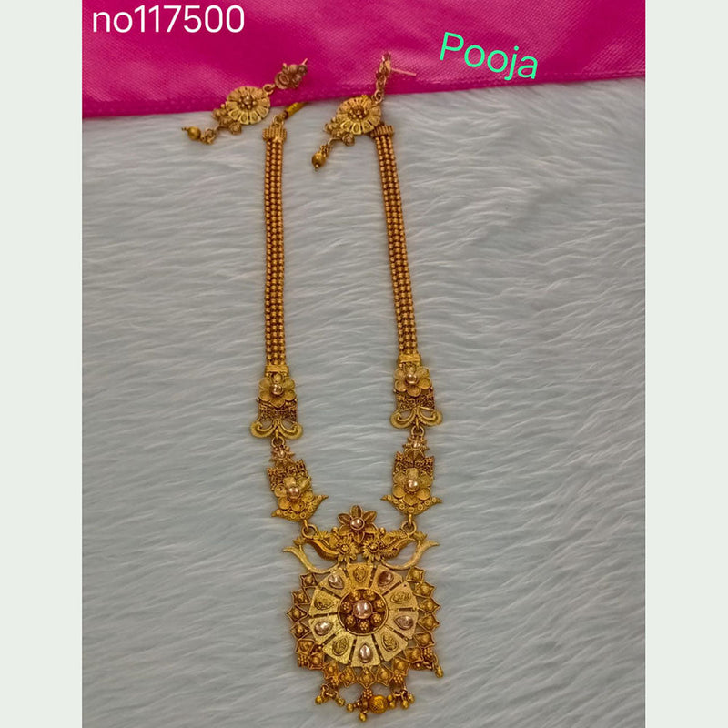 Pooja Bangles Gold Plated Crystal Stone Long Necklace Set