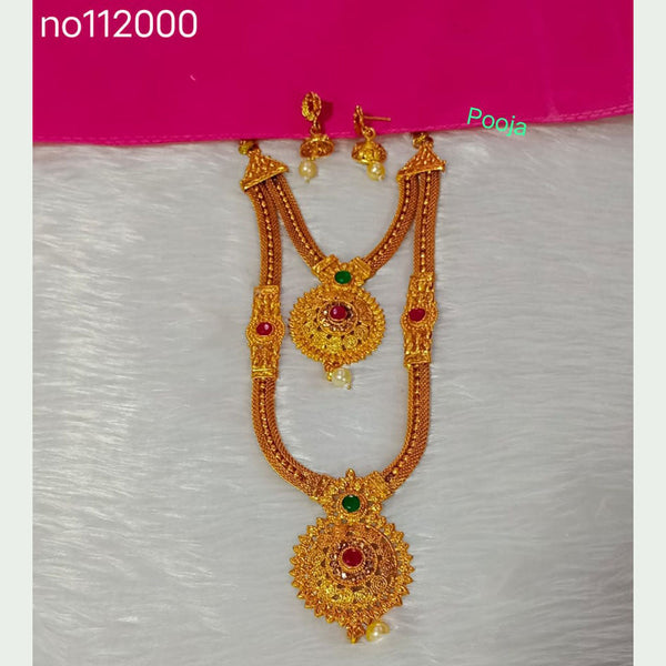 Pooja Bangles Gold Plated Pota Stone Double Necklace Set