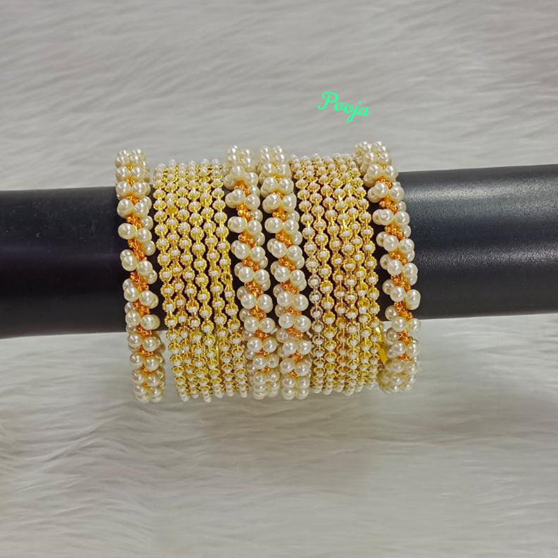 Pooja Bangles Gold Plated Pearl Bangles Set