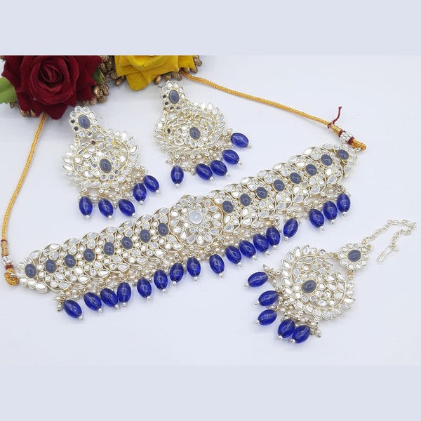 Pooja Bangles Gold Plated Crystal Stone & Beads Choker Necklace Set