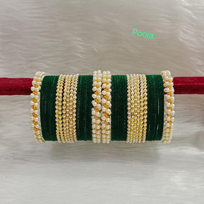 Pooja Bangles Gold Plated Velvet Bangle Set