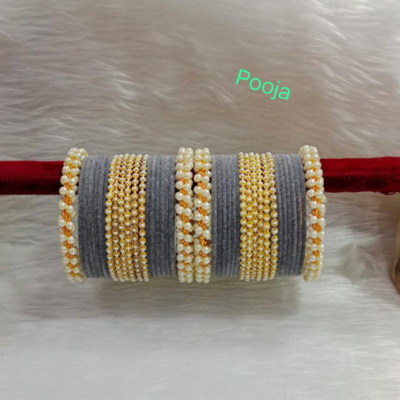 Pooja Bangles Gold Plated Velvet Bangle Set