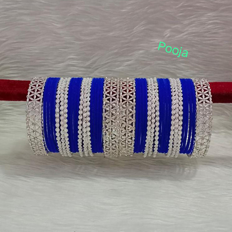 Pooja Bangles Silver Plated Velvet Bangles Set