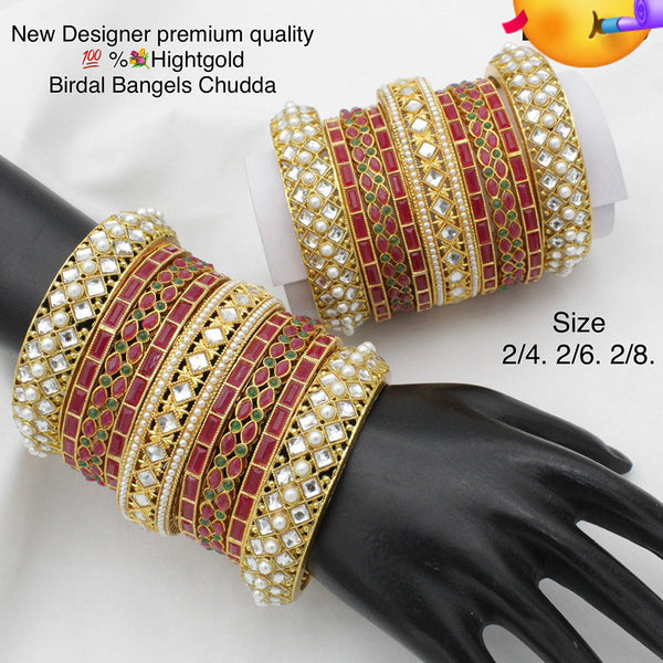 Pooja Bangles Gold Plated Bridal Bangles set