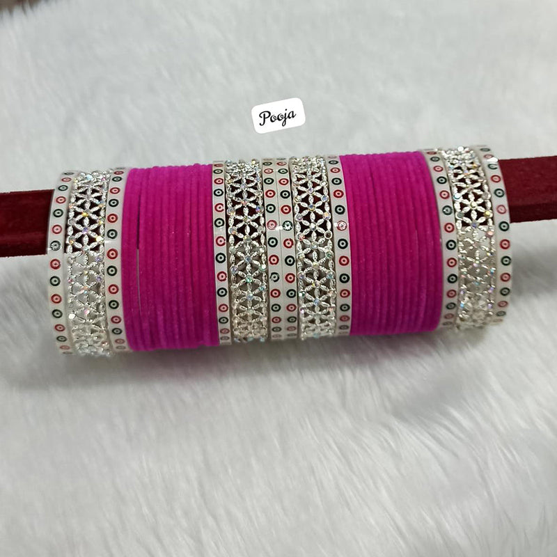 Pooja Bangles Silver Plated AD Bangles Set