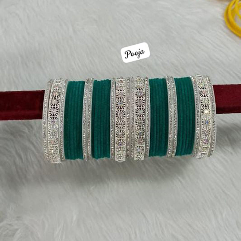 Pooja Bangles Silver Plated Velvet Bangles Set