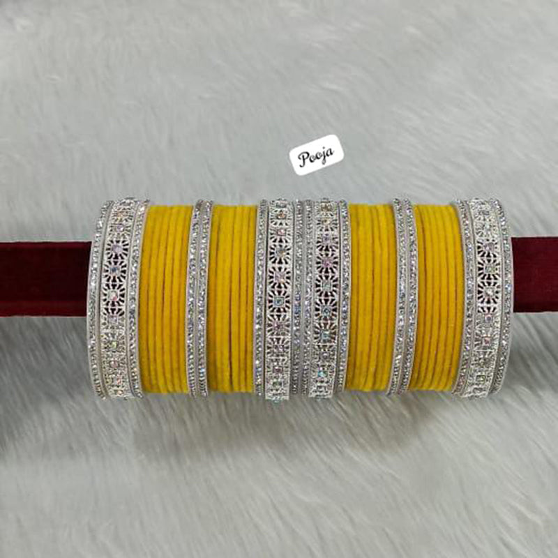 Pooja Bangles Silver Plated Velvet Bangles Set