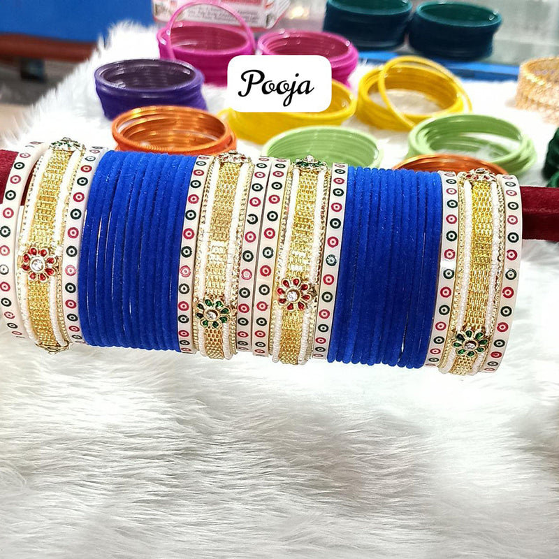 Pooja Bangles Gold Plated Velvet Bangle Set