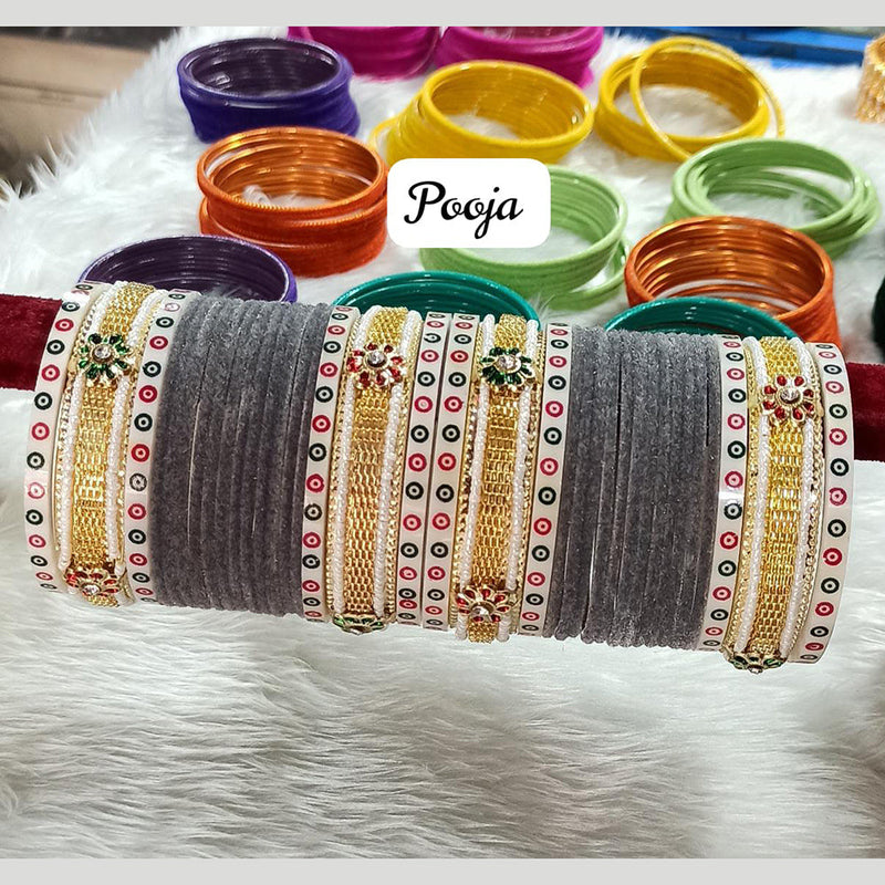 Pooja Bangles Gold Plated Velvet Bangle Set