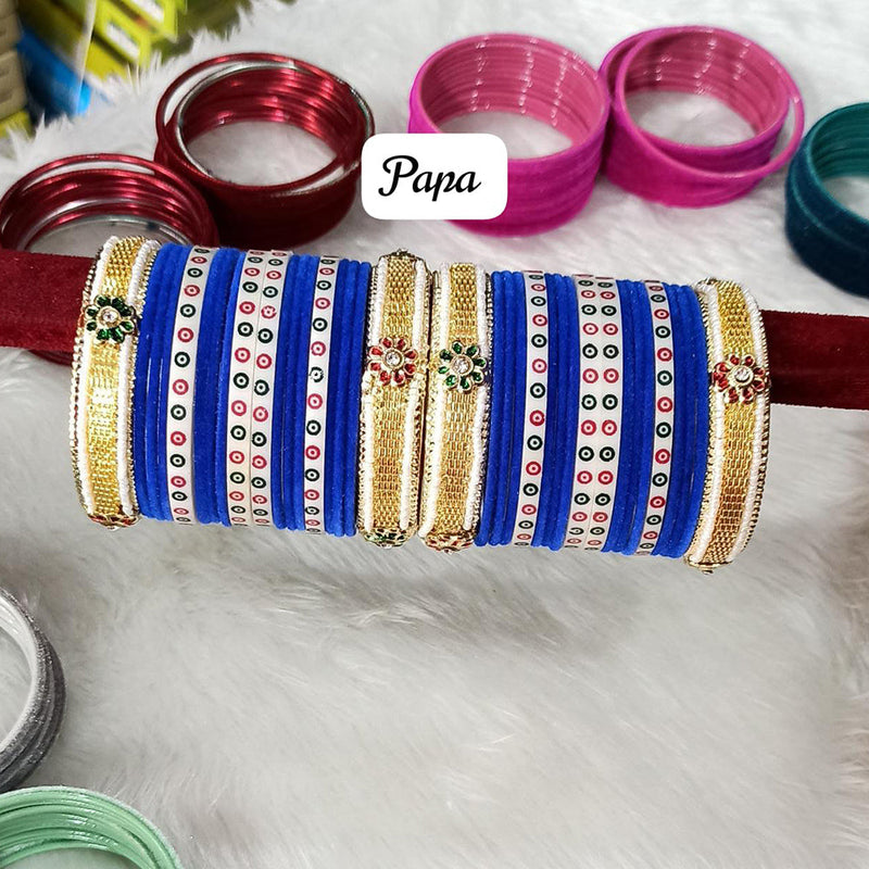 Pooja Bangles Gold Plated Velvet Bangle Set