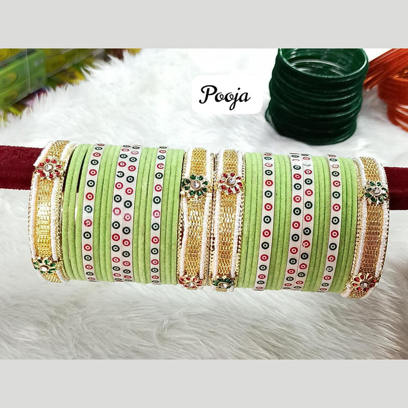 Pooja Bangles Gold Plated Velvet Bangle Set