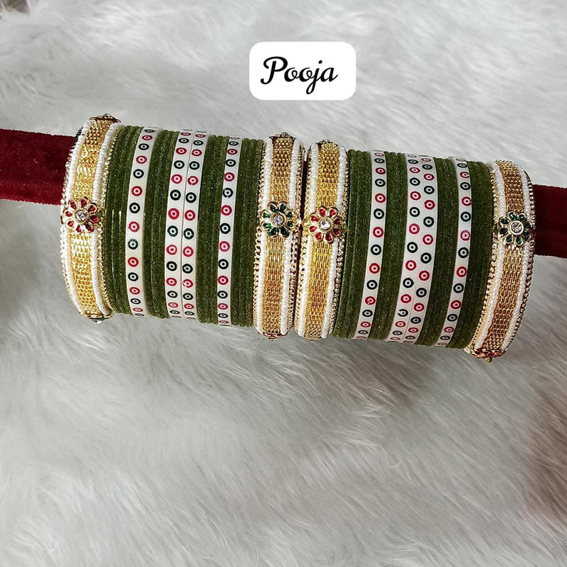 Pooja Bangles Gold Plated Velvet Bangle Set