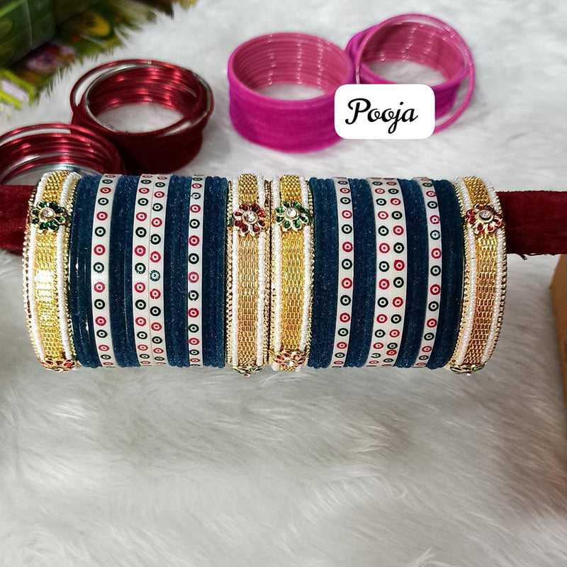 Pooja Bangles Gold Plated Velvet Bangle Set