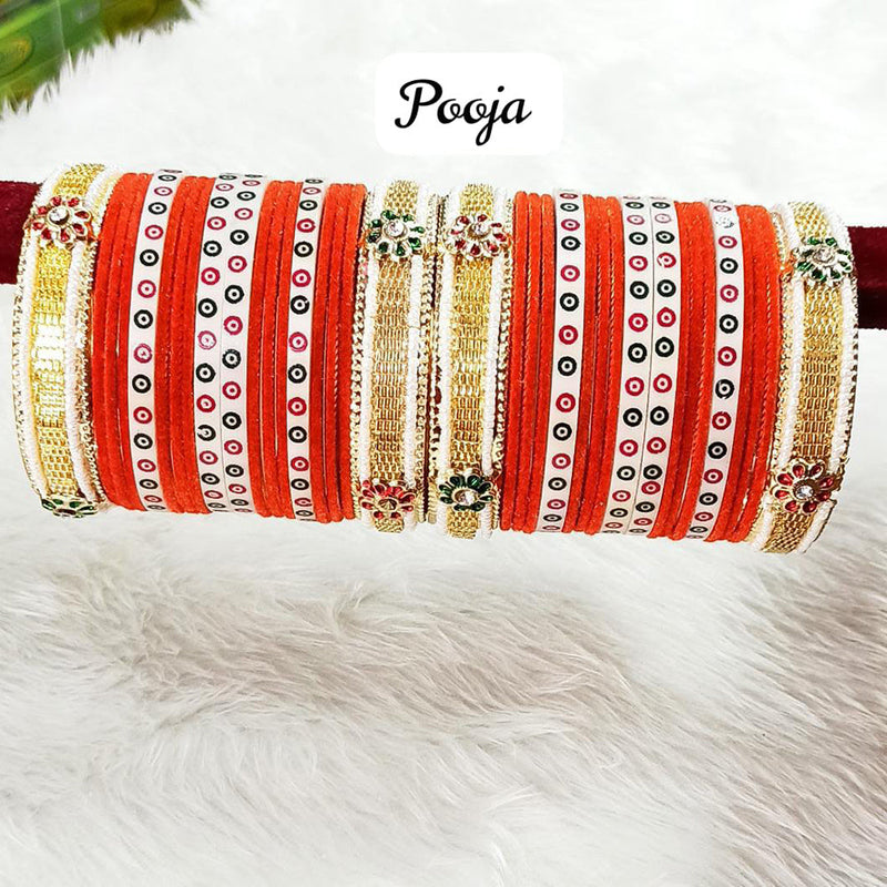 Pooja Bangles Gold Plated Velvet Bangle Set