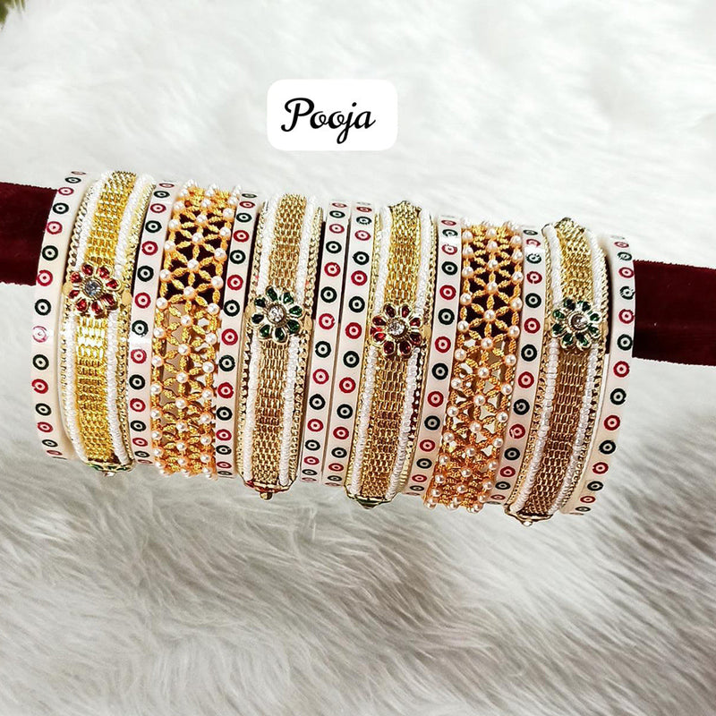 Pooja Bangles Gold Plated Velvet Bangle Set