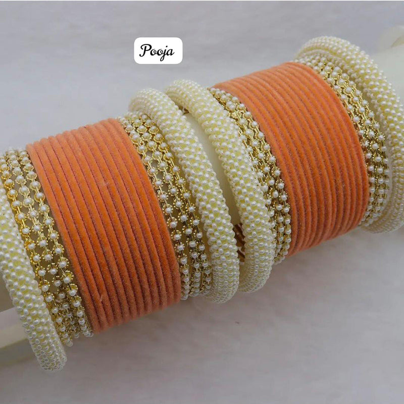 Pooja Bangles Gold Plated Velvet  Bangle Set