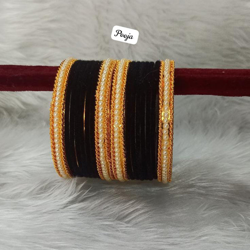 Pooja Bangles Gold Plated Velvet Bangles Set